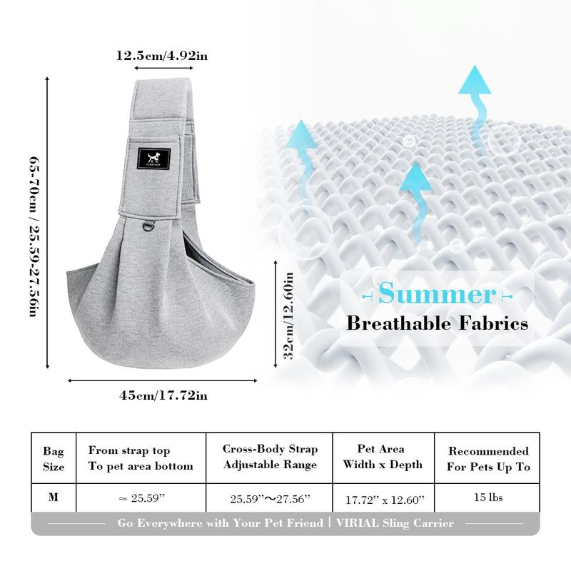 PAWPUBBY Dog & Cat Sling for Small and Medium Pets up to 15Lbs with Adjustable Padded Shoulder Breathable Portable Carrier for outside Travel Shopping Animal