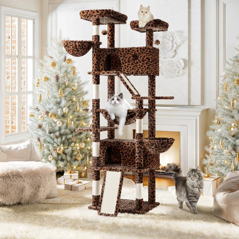SHA CERLIN 81In/63In Multi-Level Tall Cat Tree Tower with Hammock & Sisal Scratching Posts Larger Cat Condo Furniture for Multi-Cat Play & Rest #Christmasgifts#Tiktokshopblackfriday