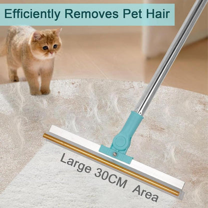Pet Hair Remover, Adjustable Long Handle Pet Hair Removal Scraper Cleaning Brush for Dog and Cat, Reusable Fur Broom for Car Furniture Mat Stairs