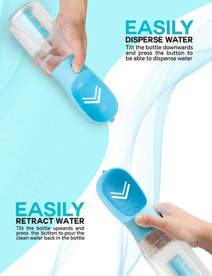 3In1 Pet Water Bottle - Portable 20Oz Leak Proof Container with Poop Bag Dispenser, Ideal for Travel, Hiking, and Outdoor Use