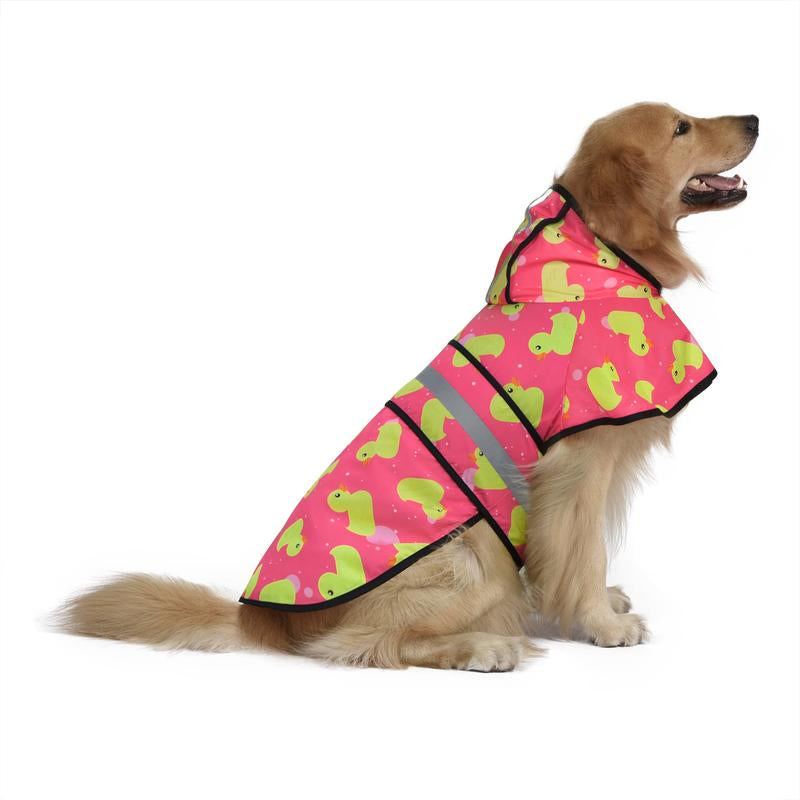 HDE Patterned Dog Raincoat with Hood - 100% Durable Reflective Polyester, Waterproof Coating, Fully Adjustable Strap for Comfortable Fit, Universal Size