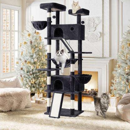 SHA CERLIN 81In/63In Multi-Level Tall Cat Tree Tower with Hammock & Sisal Scratching Posts Larger Cat Condo Furniture for Multi-Cat Play & Rest #Christmasgifts#Tiktokshopblackfriday