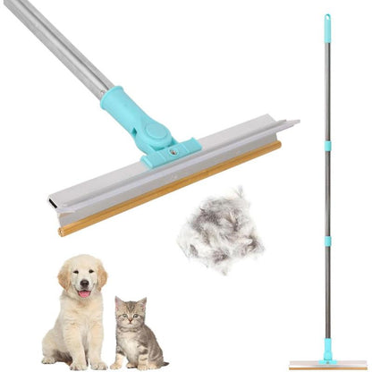 Pet Hair Remover, Adjustable Long Handle Pet Hair Removal Scraper Cleaning Brush for Dog and Cat, Reusable Fur Broom for Car Furniture Mat Stairs