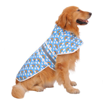 HDE Patterned Dog Raincoat with Hood - 100% Durable Reflective Polyester, Waterproof Coating, Fully Adjustable Strap for Comfortable Fit, Universal Size
