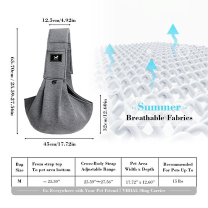 PAWPUBBY Dog & Cat Sling for Small and Medium Pets up to 15Lbs with Adjustable Padded Shoulder Breathable Portable Carrier for outside Travel Shopping Animal