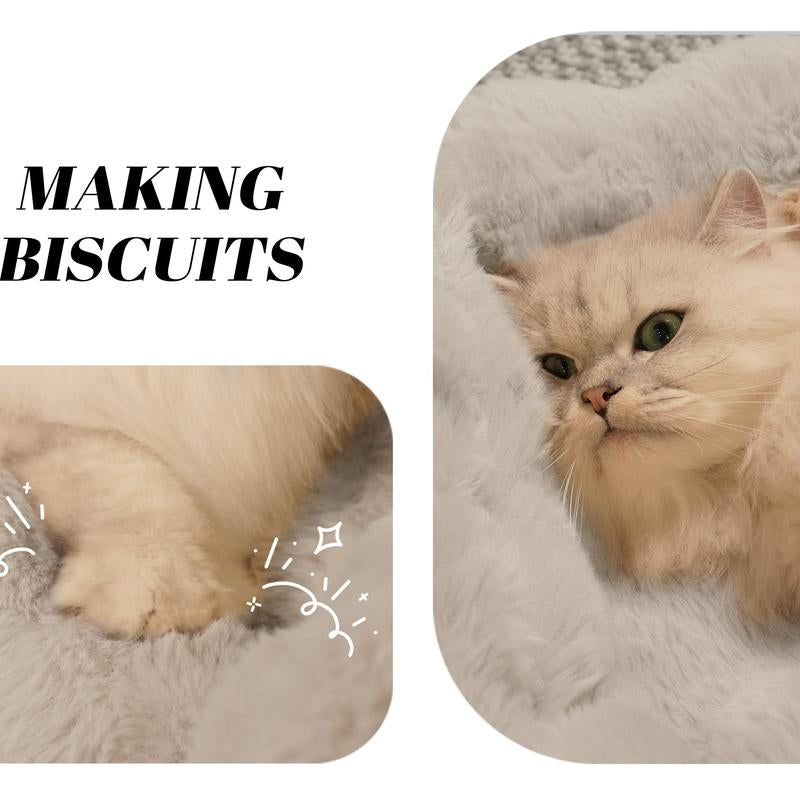 Elevated Pet Couch Bed, Wooden Cat and Small Dog Sofa, Removable Washable Fluffy Cover Raised, Kitty Lounge Chair Suitable for Puppy for Indoor