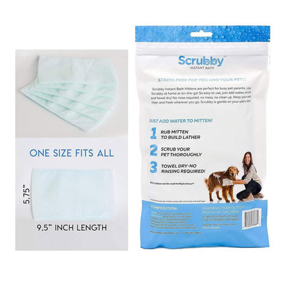 Rinse Free Shampoo Mittens for Dogs, Bath Wipes for Bathing and Washing Pets, Hypoallergenic No Rinse Wash Mitt for Grooming, Lather Wipe Dry - 5 Pack