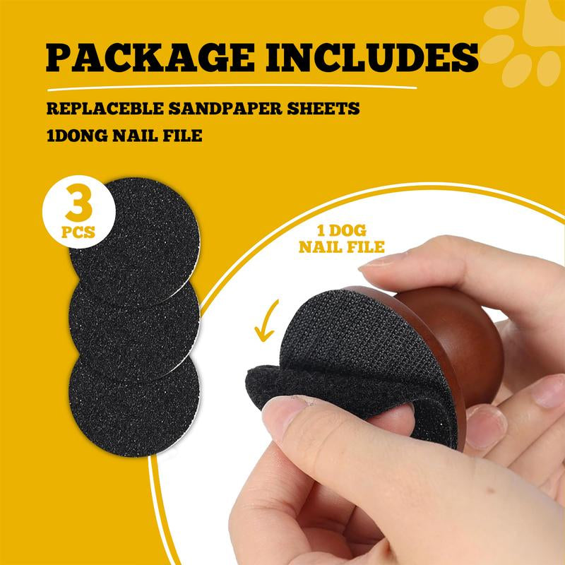 Dog Nail File & Cat Nail File Board - Stress-Free Grooming with 3 Replaceable Sheets, Comfortable Wooden Handle, Perfect for Dogs & Cats, Easy Nail Smoothing