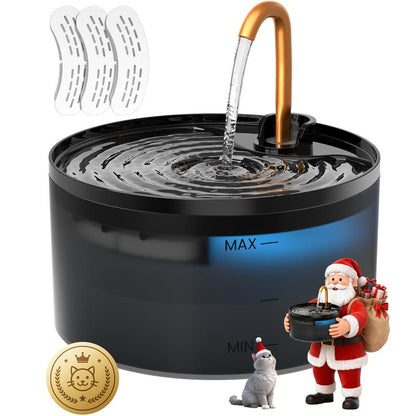 DOOOB Silent Cat Water Fountain 2.1L B13 Pet Water Fountain Ultra-Quiet Copper Spout Night Light 6-Layer Filter Soft Blue LED Automatic Gravity Feeder