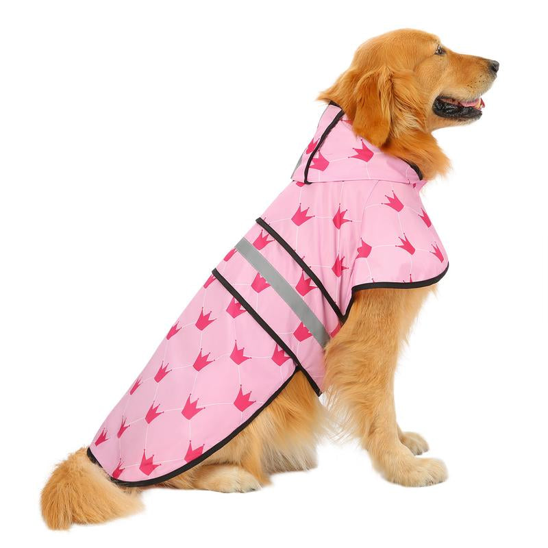 HDE Patterned Dog Raincoat with Hood - 100% Durable Reflective Polyester, Waterproof Coating, Fully Adjustable Strap for Comfortable Fit, Universal Size