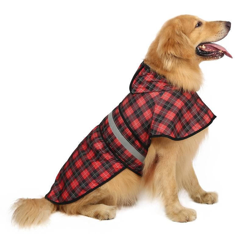 HDE Patterned Dog Raincoat with Hood - 100% Durable Reflective Polyester, Waterproof Coating, Fully Adjustable Strap for Comfortable Fit, Universal Size
