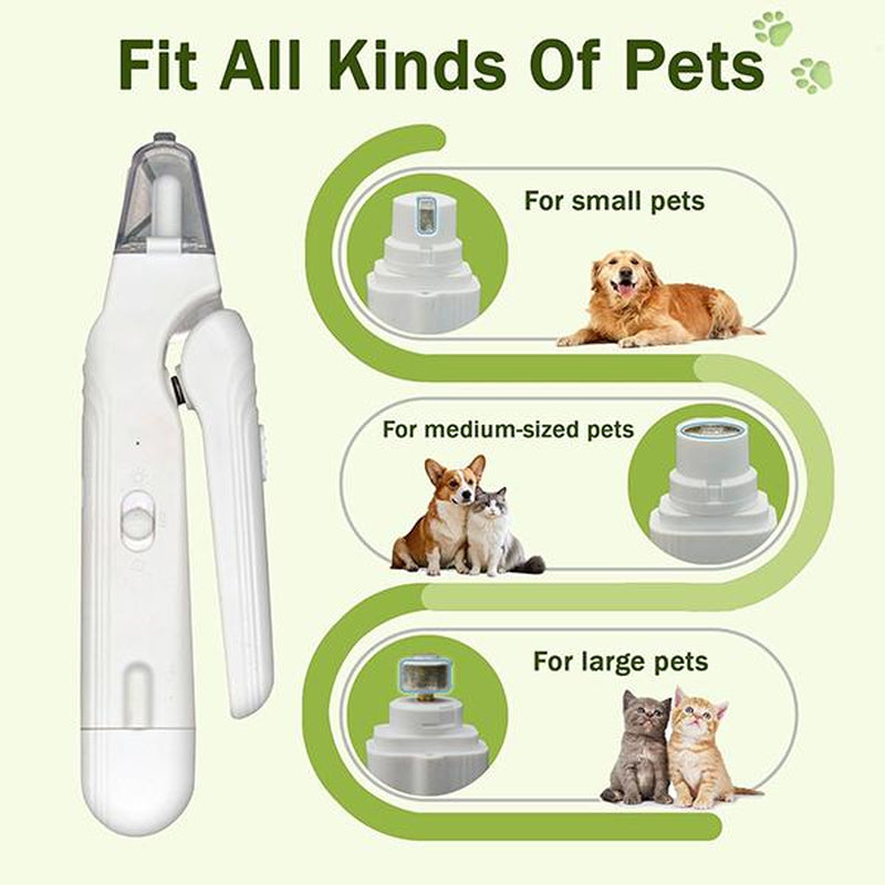 2-In-1 Pet Nail Clipper and Grinder, Dog Nail Clipper Trimmer, Ultra Quiet Electric Nail Set, Rechargeable, Suitable for Trimming Toes and Claws of Dogs and Cats of All Sizes