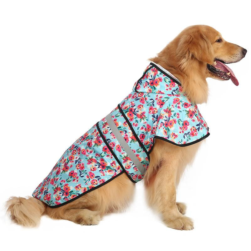 HDE Patterned Dog Raincoat with Hood - 100% Durable Reflective Polyester, Waterproof Coating, Fully Adjustable Strap for Comfortable Fit, Universal Size