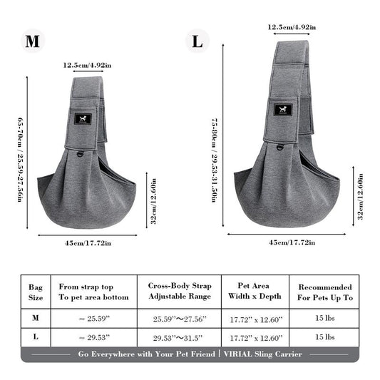 PAWPUBBY Dog & Cat Sling for Small and Medium Pets up to 15Lbs with Adjustable Padded Shoulder Breathable Portable Carrier for outside Travel Shopping Animal