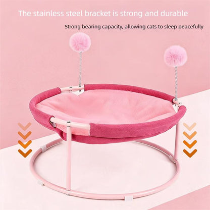 [Already Have 10K Favorites]Cozy Christmas Cat Hammock - Plush Raised Pet Bed with Fluffy Pad & Breathable Sides | Warm Winter Lounging for Cats & Small Dogs | Purrfect Holiday Gift round Gray Washable Cat Bed for Indoor Comfort