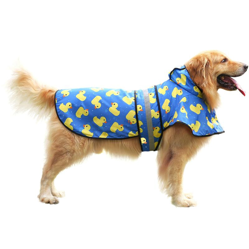 HDE Patterned Dog Raincoat with Hood - 100% Durable Reflective Polyester, Waterproof Coating, Fully Adjustable Strap for Comfortable Fit, Universal Size