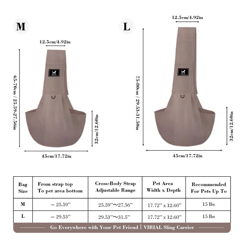 PAWPUBBY Dog & Cat Sling for Small and Medium Pets up to 15Lbs with Adjustable Padded Shoulder Breathable Portable Carrier for outside Travel Shopping Animal