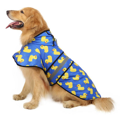 HDE Patterned Dog Raincoat with Hood - 100% Durable Reflective Polyester, Waterproof Coating, Fully Adjustable Strap for Comfortable Fit, Universal Size