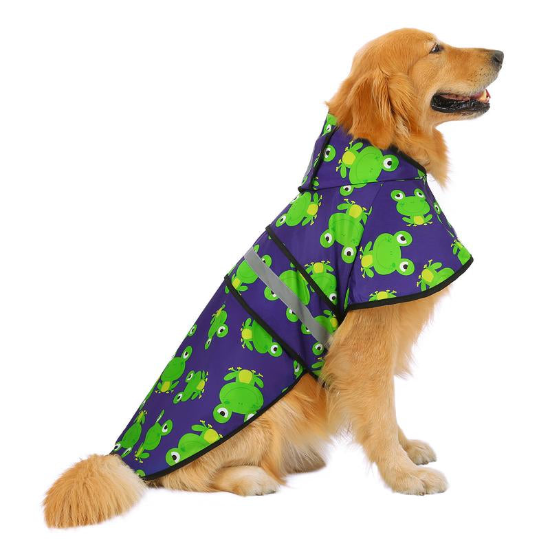 HDE Patterned Dog Raincoat with Hood - 100% Durable Reflective Polyester, Waterproof Coating, Fully Adjustable Strap for Comfortable Fit, Universal Size