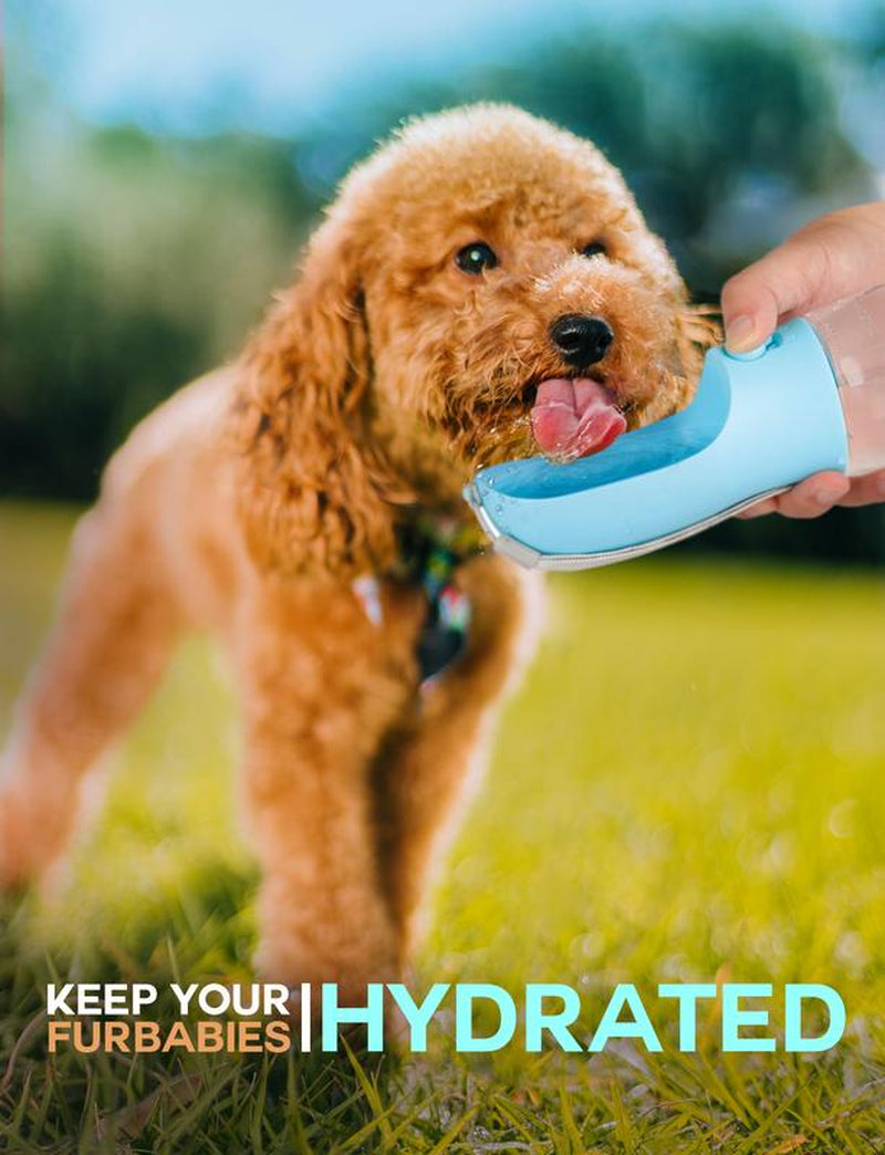 3In1 Pet Water Bottle - Portable 20Oz Leak Proof Container with Poop Bag Dispenser, Ideal for Travel, Hiking, and Outdoor Use