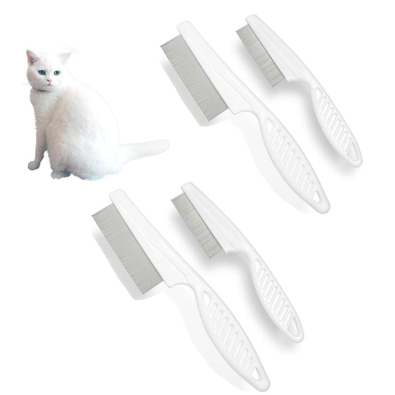 2 Pack Multifunctional Pet Comb, Upgrade Pet Grooming Brush Fine Magic Tear Stain Removal, Fine-Tooth Stainless Massage Comb Kit for Small Puppies and Dogs (White)